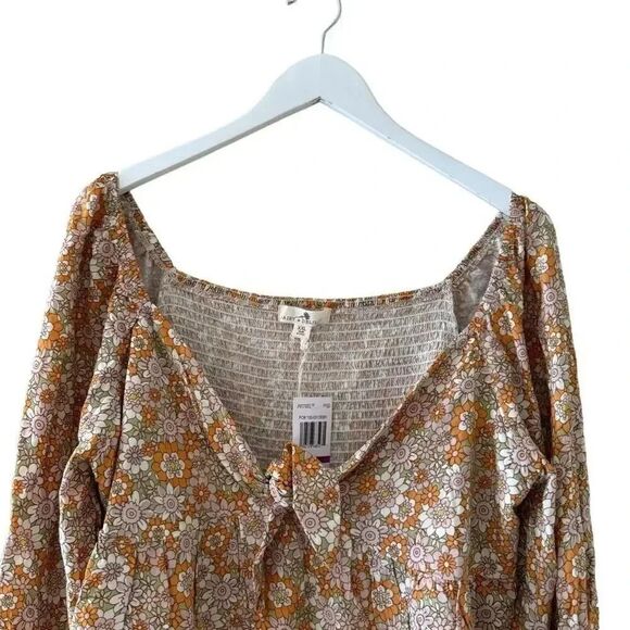 Daisy and Delilah Floral Bohemian Long Sleeves Front Tie Blouse SZ XXL #1877 - Picture 2 of 13